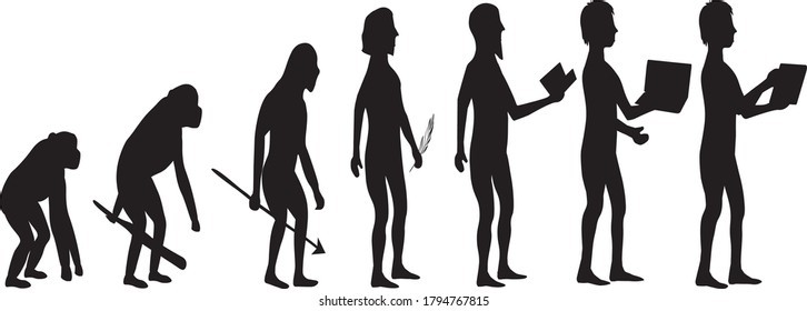 Silhouette evolution from monkey to man