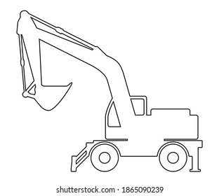 The silhouette of the excavate on a white background.