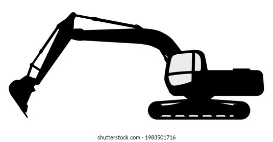 The silhouette of the excavate on a white background.