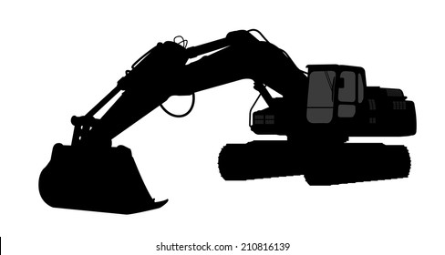 The silhouette of the excavate on a white background.