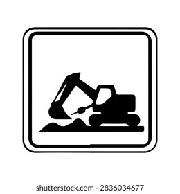 Silhouette of an excavator digging at a construction site, symbolizing construction, heavy machinery, excavation, and industrial work.
