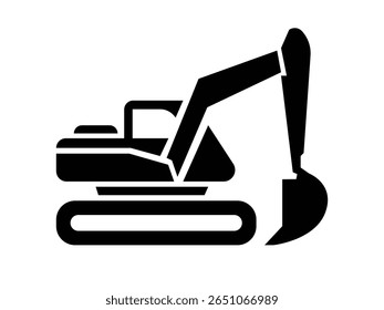 silhueta de equipamento pesado de escavadora, ícone de equipamento pesado de escavadora