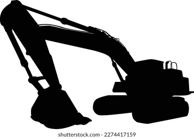 Silhouette of the excavator. Excavator heavy equipment silhouette vector