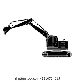 Silhouette of excavator heavy vehicles,vector illustration.