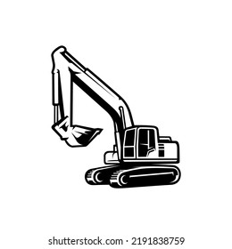 Silhouette of excavator illustration vector