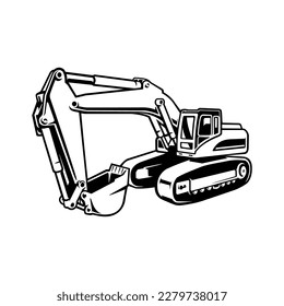 silhouette of excavator illustration vector