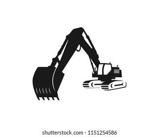 Silhouette excavator logo template