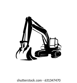 A Silhouette Excavator Logo Vector