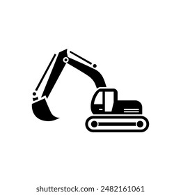 Silhouette of excavator vector design. Simple excavator icon sign symbol on white background.