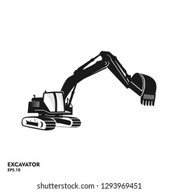 The silhouette excavator vector illustration