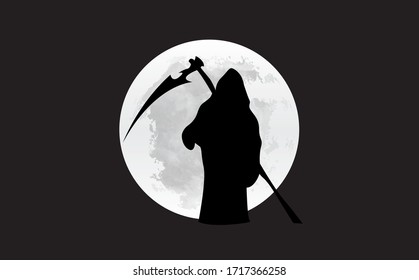 Silhouette of executioner in front of the moon Vector illüstration design.