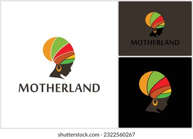 Silhouette of Exotic Beautiful African Woman Dress Cloth, Beauty Girl of Africa Logo Vector Design