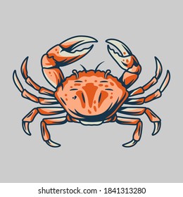 Silhouette of exotic marine underwater crab with claws for design