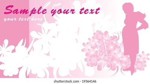Silhouette of expectant mother. Background for card. Vector