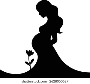 Silhouette of Expectation: A serene silhouette captures the beauty and anticipation of pregnancy, tenderly highlighting the maternal bond and the miracle of new life.