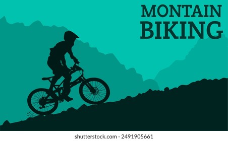 Silhouette eines extremen Mountainbikers