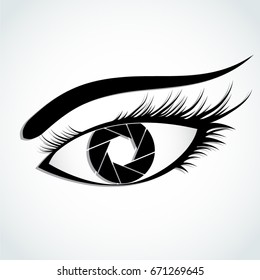 silhouette eye with camera shutter iris