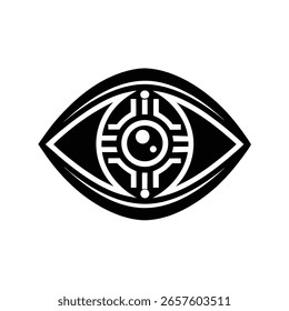 Silhouette ein Auge mit digitalen Schaltungsmustern Symbol Logo