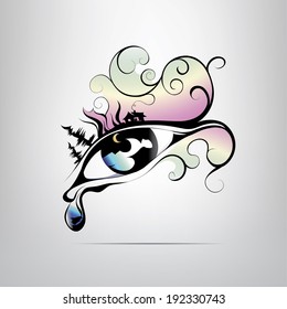 Silhouette eye in the form of the landscape. vector illustration