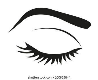 silhouette of eye lashes and eyebrow closed, vector illustration