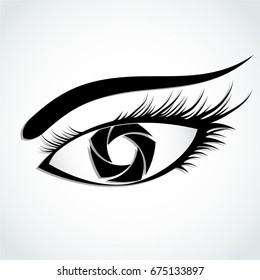 silhouette eye with stylized camera shutter 