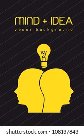 silhouette face with bulb, mind and idea. vector illustration