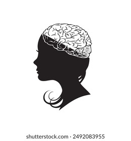 The silhouette of a person’s face with the contours of the brain and an opened cranium.