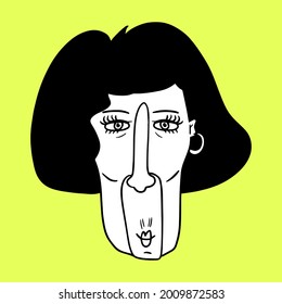 silhouette of the face of an elderly woman with short hair
