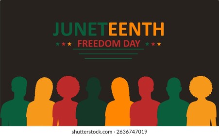 Silhouette face head in profile ethnic group of black African and African American men and women. Identity concept - racial equality and justice. Racism, discrimination. Juneteenth emancipation.