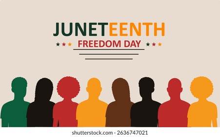 Silhouette face head in profile ethnic group of black African and African American men and women. Identity concept - racial equality and justice. Racism, discrimination. Juneteenth emancipation.