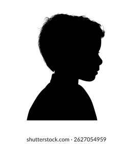 Silhouette of a boy’s face, isolated, side view – vector illustration