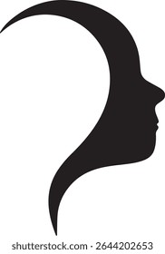 Silhueta de uma face em perfil, com uma curva alongada formando o fundo da cabeça. A imagem foi projetada como um gráfico ou uma ilustração
