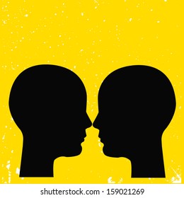 silhouette face profile over yellow background. vector illustration 