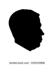 Silhouette of a face shadow shape look white paper text space. Dark ink hand drawn closeup retro contour artwork cartoon style