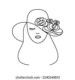 Silhouette of face woman. Beauty Logo. Line drawing. Vector illustration.