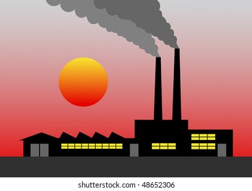 Silhouette of factory