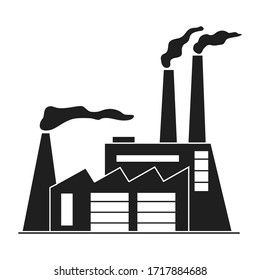 Edificio de fachada de fábrica de silueta.Vector plano.
