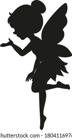 Silhouette fairy character on white background illustration