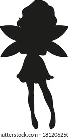 Silhouette fairy character on white background illustration