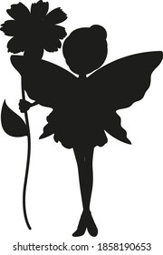 Silhouette fairy character on white background illustration