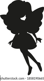 Silhouette fairy character on white background illustration