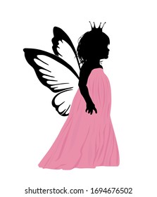 The silhouette of a fairy princess girl. Vector illustration