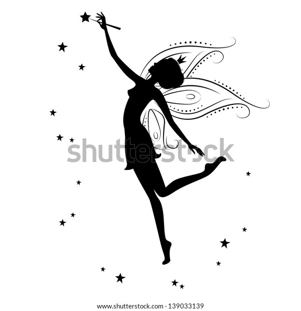 Silhouette Fairy Stars Vector Illustration Isolated Stock Vector ...