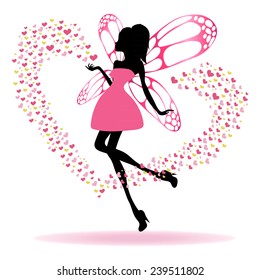 silhouette of a fairy with wings