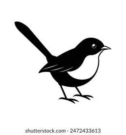  Silhouette Of Fairy-Wren Vector Illustration