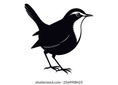 Silhouette Of Fairy-Wren Vector Illustration