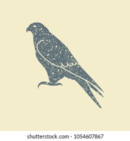 Silueta de un halcón. Icono de Vector plano en estilo retro