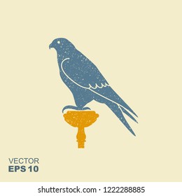 Silhouette of a Falcon. Flat vector icon with scuffed effect