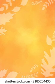 La caída de silueta se deja sobre el fondo de las acuarelas naranjas para la decoración de lo natural en la temporada de otoño y en el festival de Acción de Gracias.
