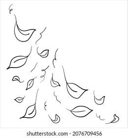 Silhouette of falling leaves. Vector illustration